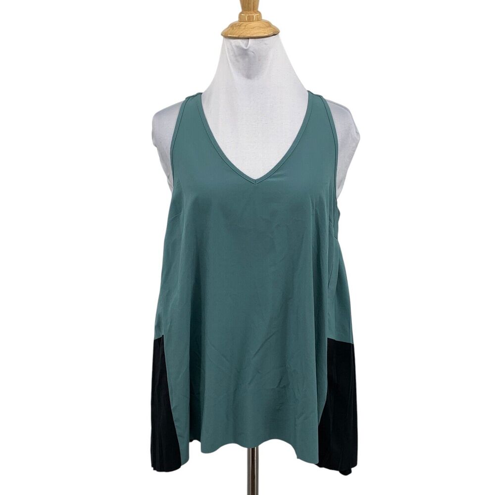 Athleta Tank Top Womens S Small Multi Colorblock Swing Forward Pleated V Neck